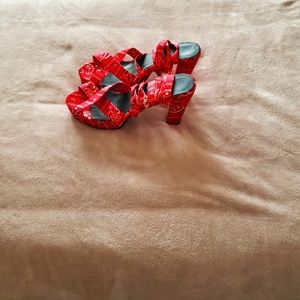 Women's red bandana shoes